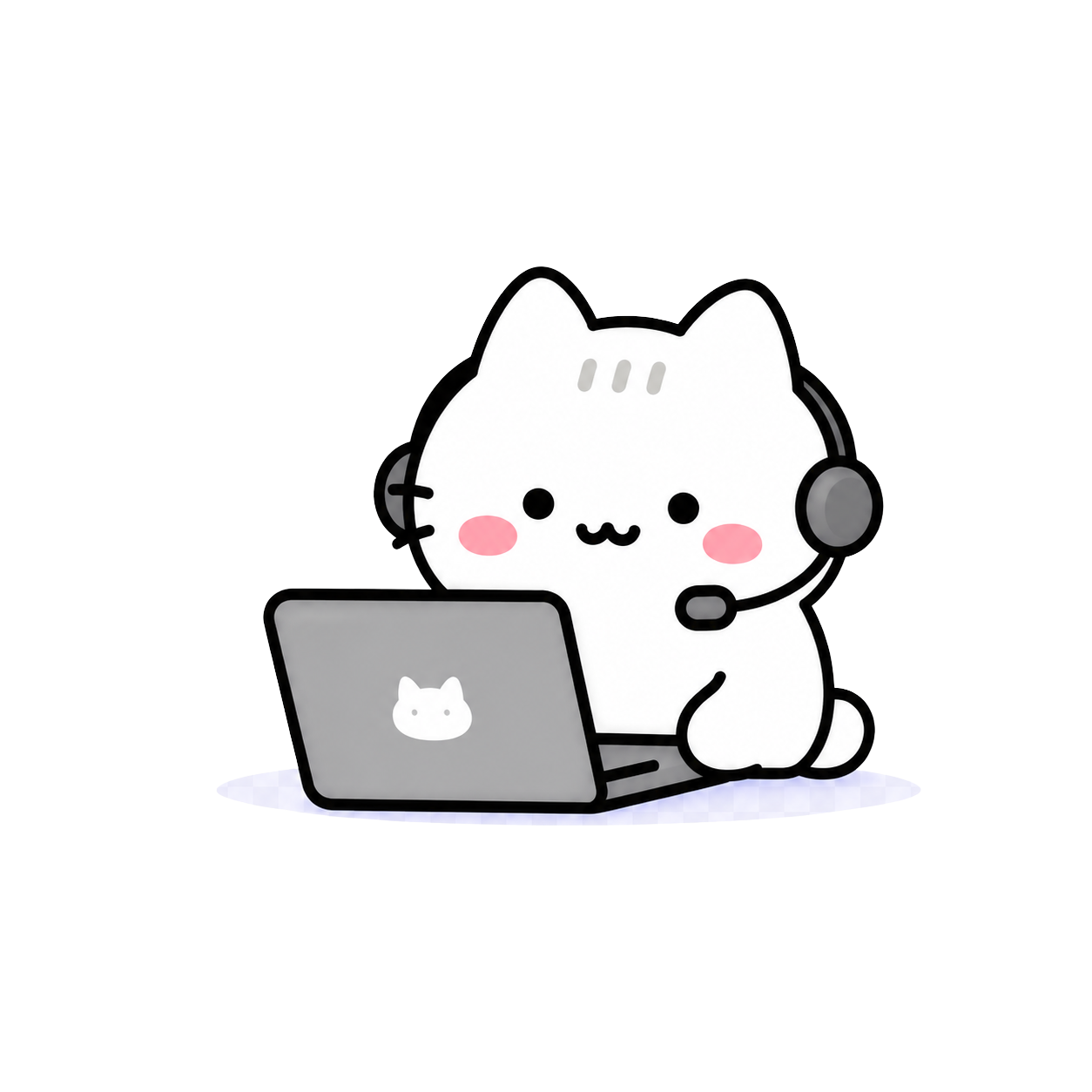 노트북으로 상담하는 캣섭 고양이